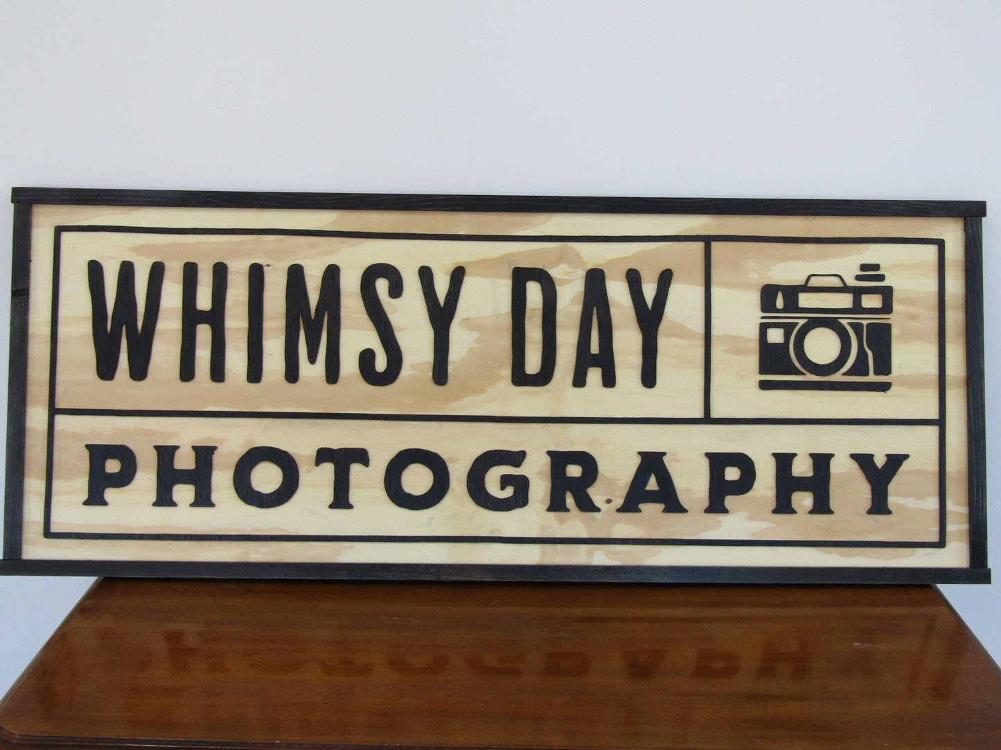 Large Custom Business Sign Photography Company Camera We Use Your Actual Graphic Commerical Logo Wood Laser Cut Out 3D Extra Large Framed