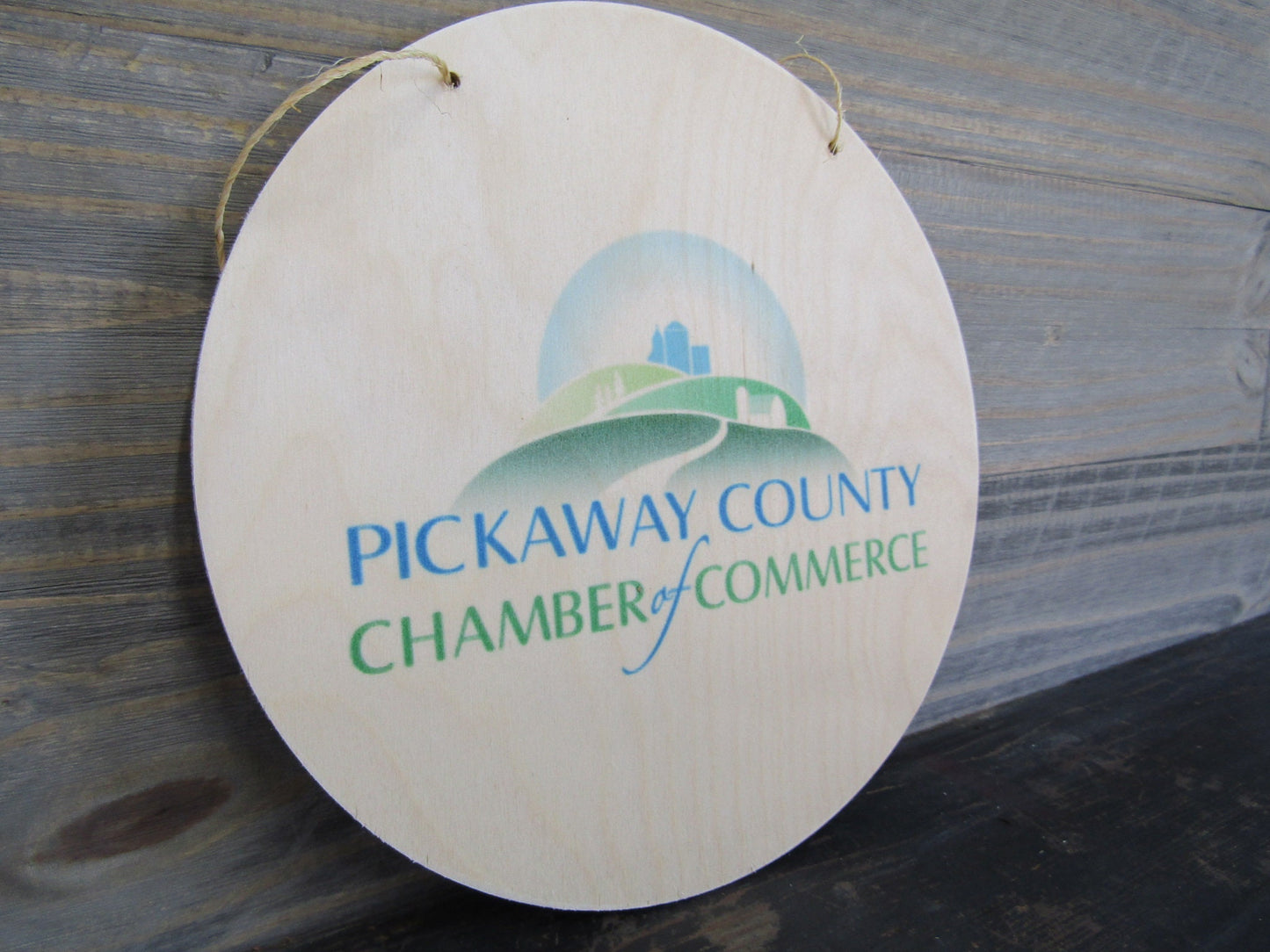 Your Actual Logo Round County Chamber of Commerce Circle Window Hanging Sign Business Custom Personalized Plaque Wall Art Color Wood Print