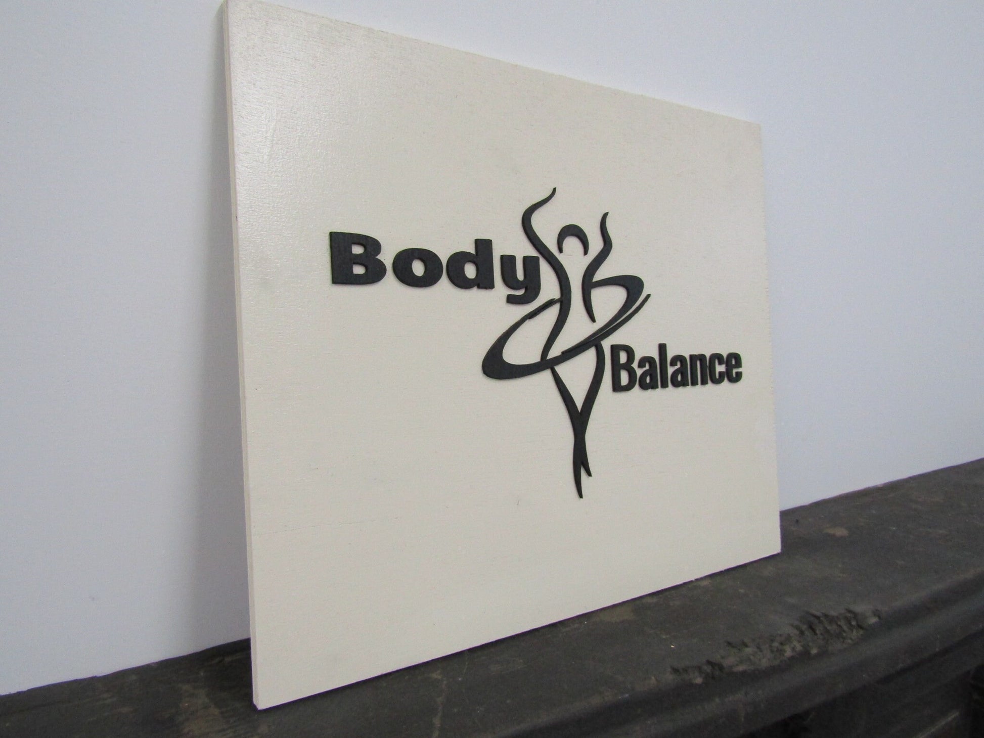 Custom Sign Square Business Commerical Signage Minimalist Made to Order Body Balance Store Front Small Shop Logo Dance Wooden Handmade