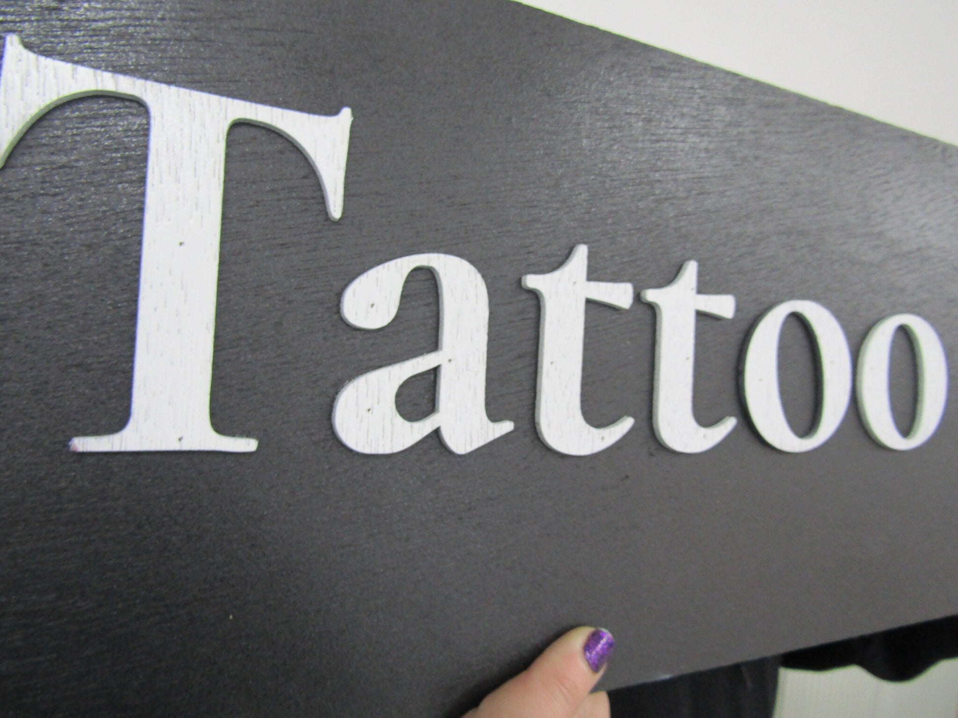 Custom Tattoo Gallery Sign Commerical Signage Studio Literary Directional 3D Raised Personalized Large Business Co Made To Order Wooden Sign