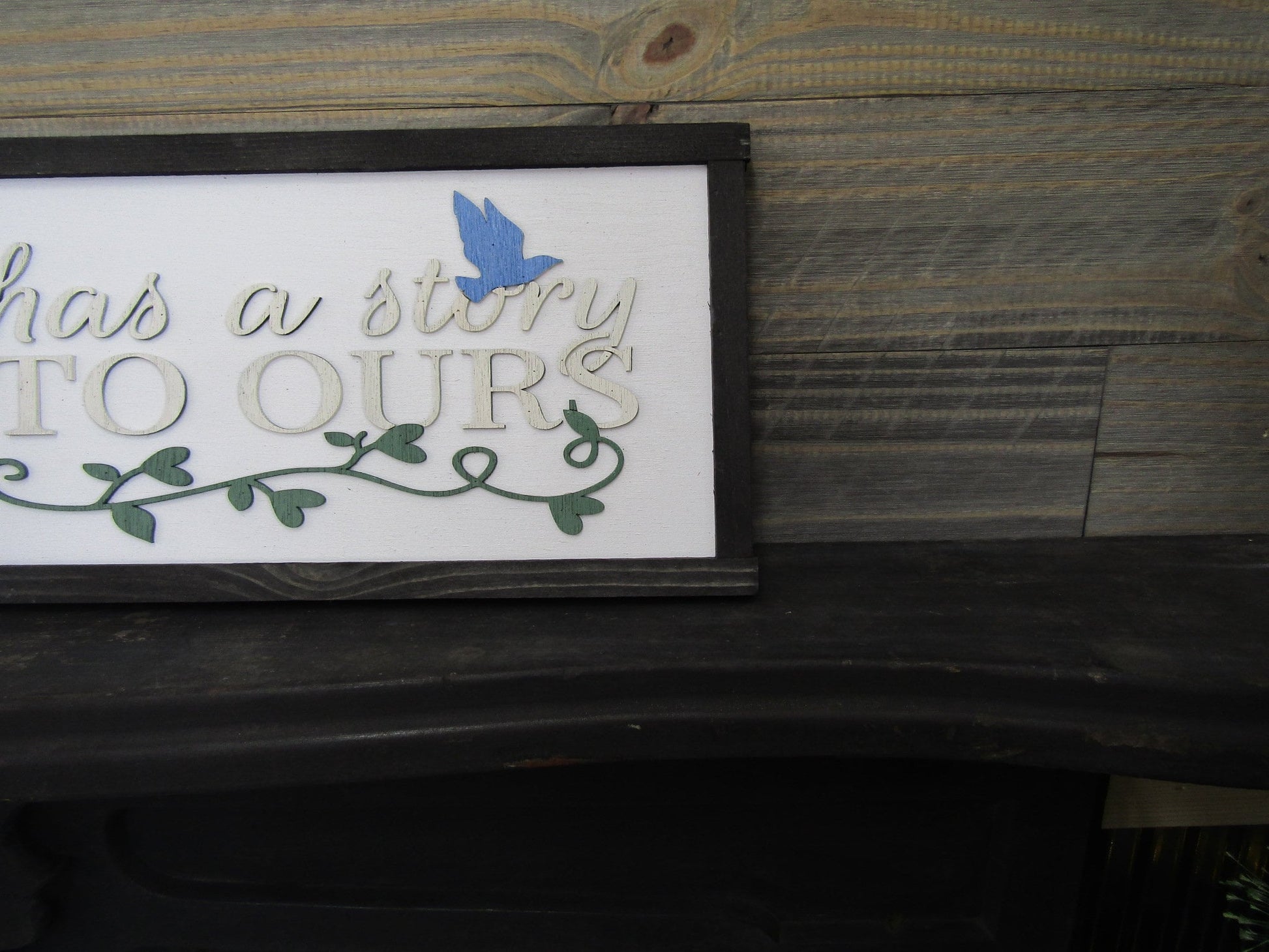 Family Sign Living Room Welcome Signage Mothers Day Gift Every Family Has a Story Welcome To Ours Handmade Raised Text Decor Wooden Painted