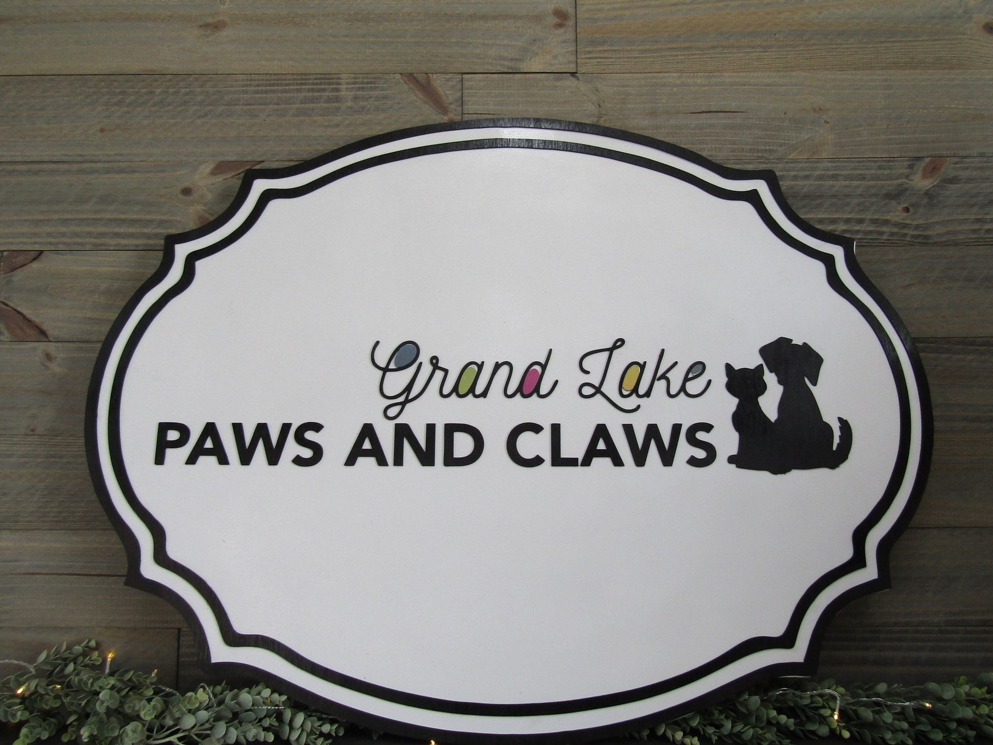 Custom Business Commercial Signage Paws and Claws Vet Clinic Dog and Cat Groomer Pet Owner Pet Sitter Raised Text Wooden Sign Made To Order