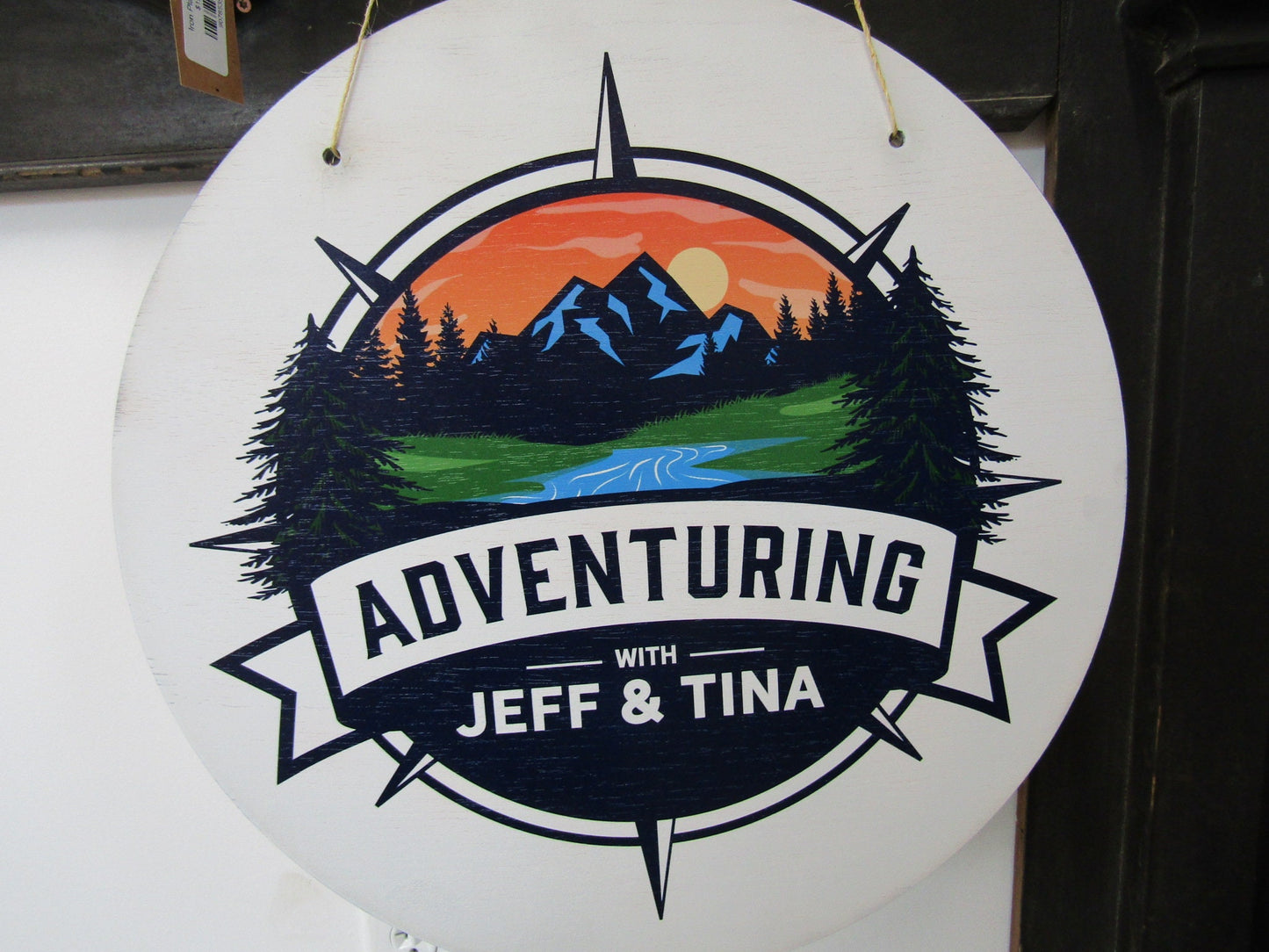 Blogger Youtuber Adventuring With Compass Wilderness Outdoors Camping Rv Hanging Sign Personalized Custom Round Circle Signage Gift Vanlife
