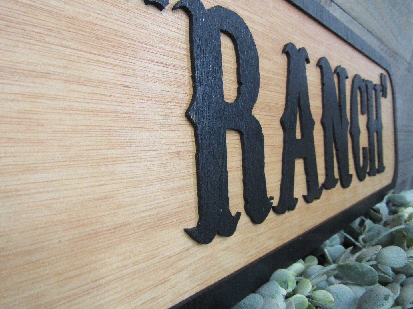 Oversized Large Custom Ranch Rustic Wooden Sign The Ranch Raised Lettering Homestead Commerical Signage Country Style 3D Laser Cut Handmade