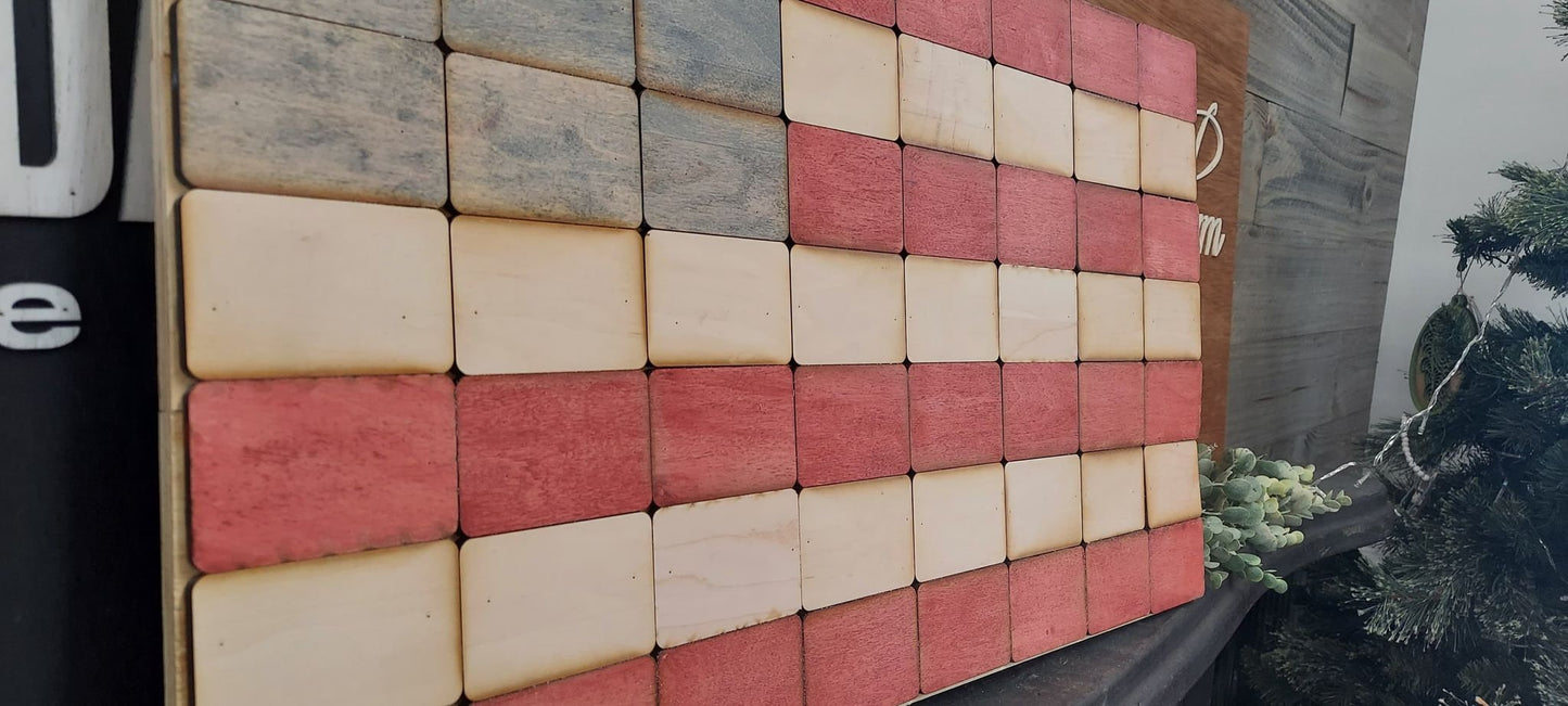 American Flag Rustic Rectangle Handmade Fourth of July Patriotic Red White And Blue Primitive Stained Military Home Decor Proud Memorial Day