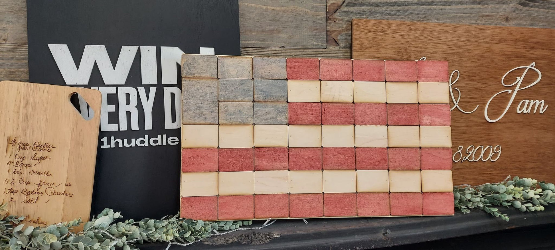 American Flag Rustic Rectangle Handmade Fourth of July Patriotic Red White And Blue Primitive Stained Military Home Decor Proud Memorial Day