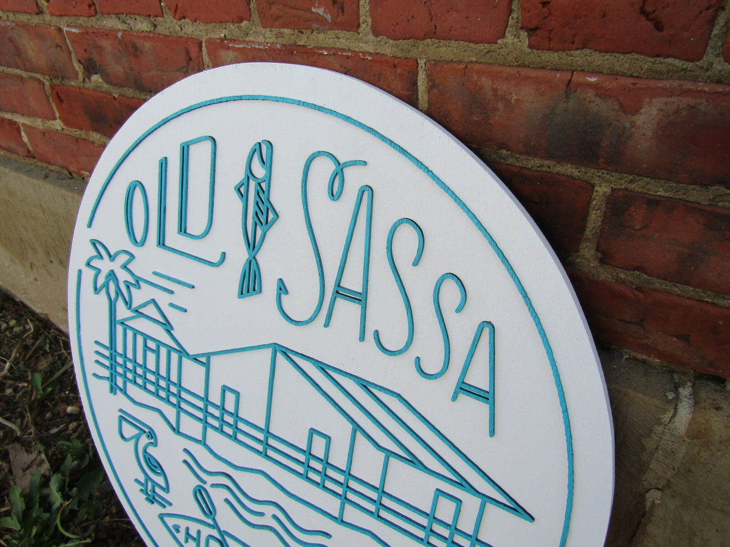 Custom Sign Round Business Commerical Signage Minimalist Made to Order Old Sassa House Store Front Small Shop Logo Circle Wooden Handmade