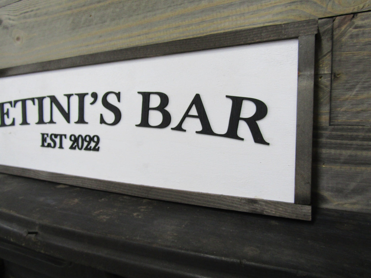 Custom Personalized Bar Sign Fathers Day Gift Established Sign Oversized 3D Raised Text Made To Order Indoor Outdoor Patio Basement Signage
