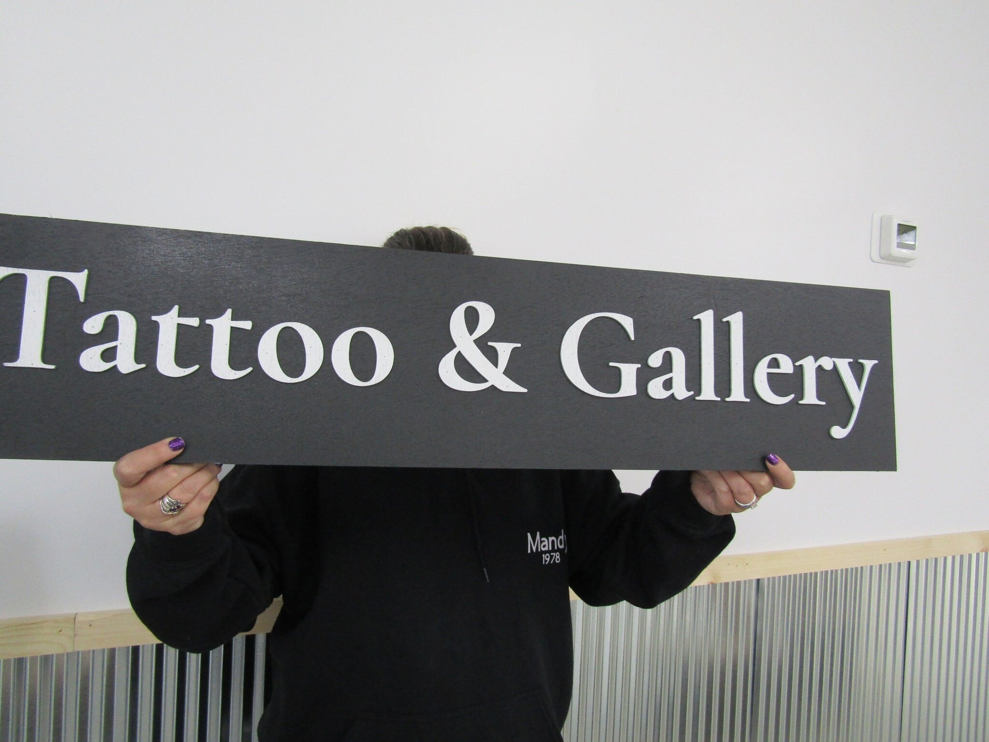 Custom Tattoo Gallery Sign Commerical Signage Studio Literary Directional 3D Raised Personalized Large Business Co Made To Order Wooden Sign