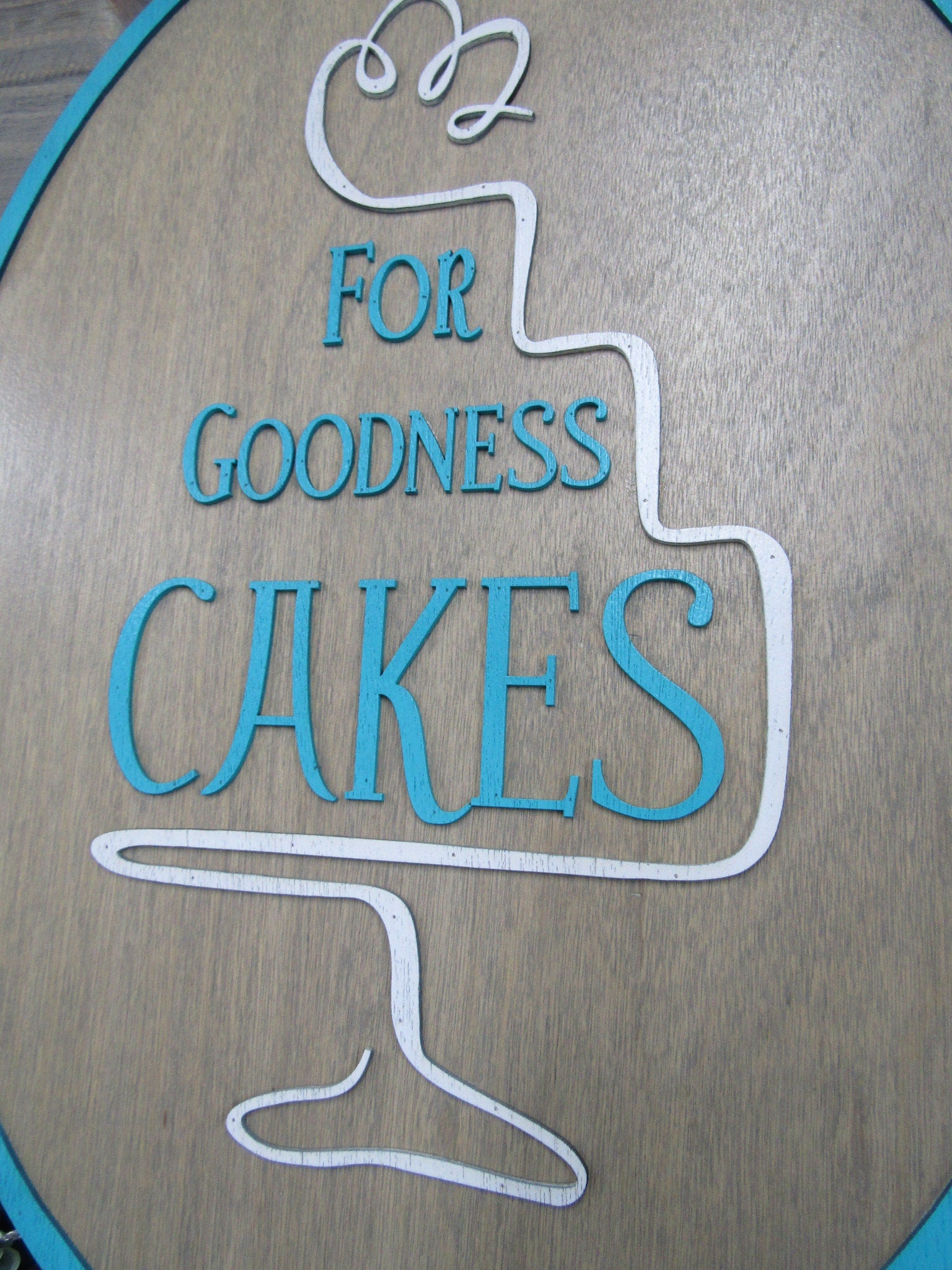 Custom Commerical Signage Bakery Baker Cake Sign Raised Text 3D Oval Sign Oversized Made to Order Handmade Business Sign Your Actual Logo