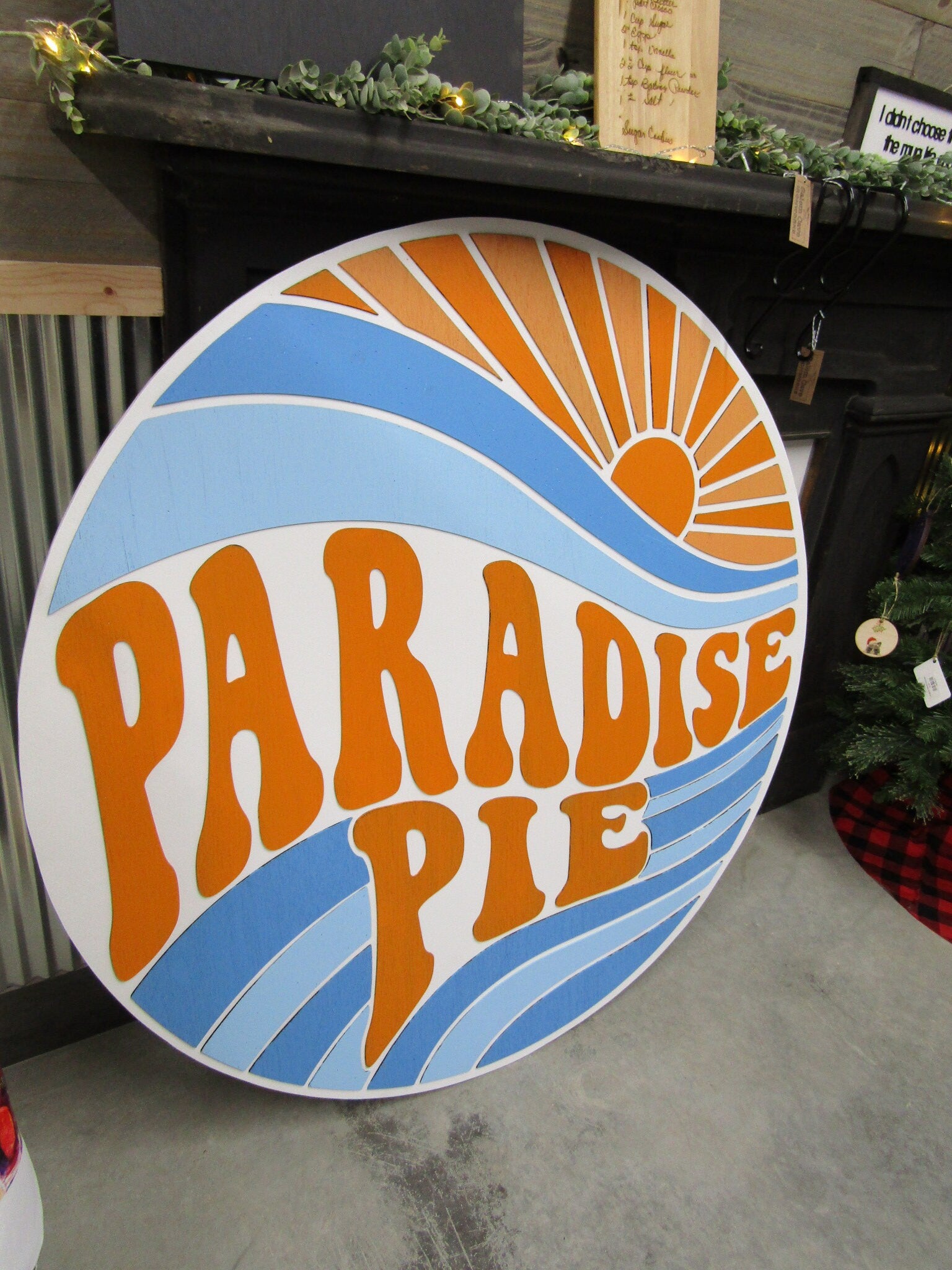 Custom XL Small Business Sign Commerical Signage Paradise Pie Sunset Water 3D Raised Text Handmade Store Front Made to Order Baker Treats
