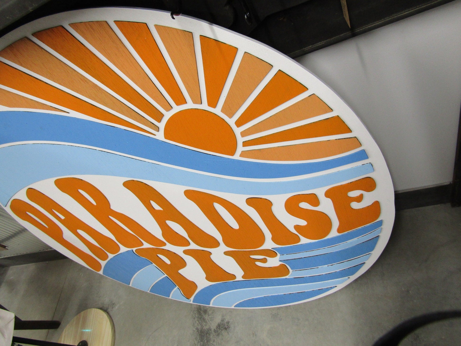 Custom XL Small Business Sign Commerical Signage Paradise Pie Sunset Water 3D Raised Text Handmade Store Front Made to Order Baker Treats