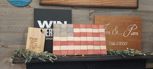 American Flag Rustic Rectangle Handmade Fourth of July Patriotic Red White And Blue Primitive Stained Military Home Decor Proud Memorial Day