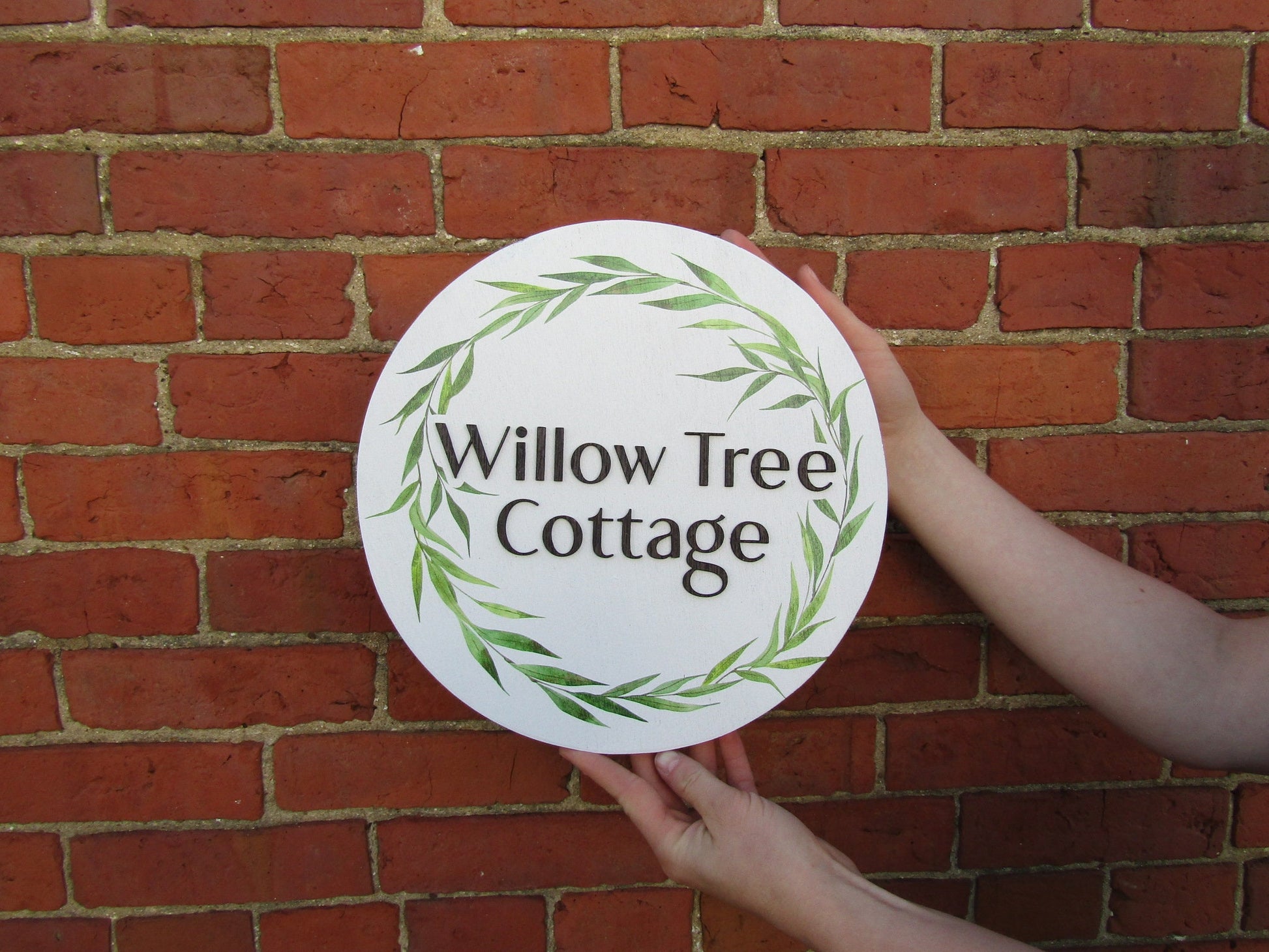 Willow Cottage Custom Logo Commerical Business signage Cute Round Sign Store Front BNB Boutique Circle Entrance Sign Handmade 3D Minimalist