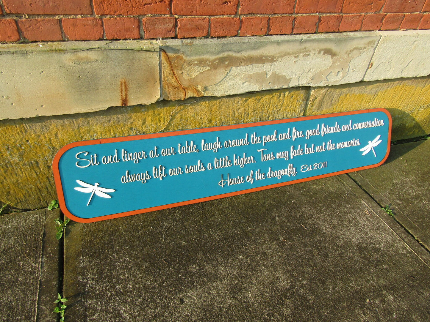 House of Dragonfly Custom Welcome Cute Saying Come Sit at Our Table Good Friends Share Laughs Personalized Home Sign 3d Letters Wooden Sign
