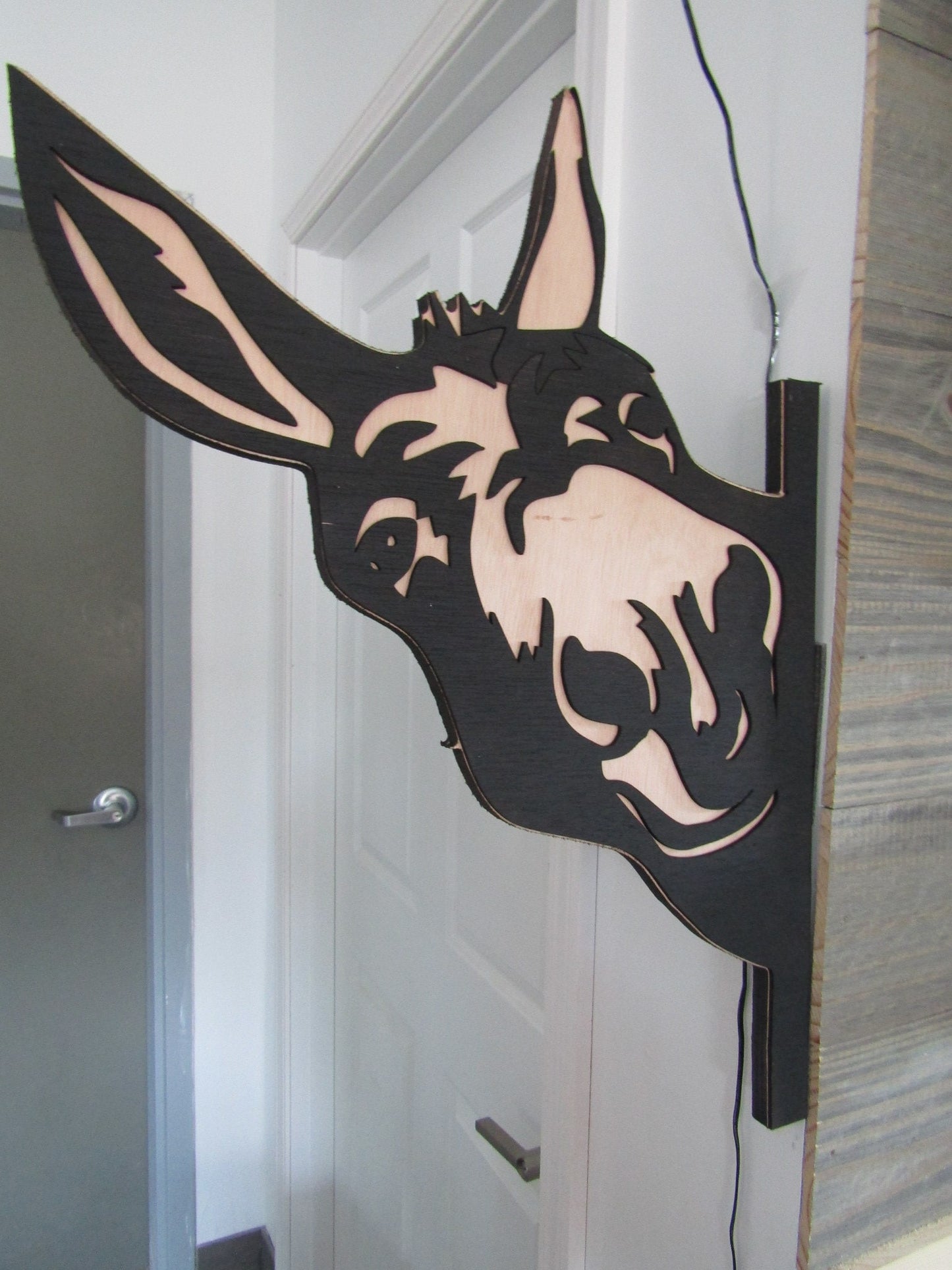 Donkey Farm Animal Corner Decoration Peek A Boo Face Smile Livestock Barn Sign Petting Zoo Wooden Laser Cut Funny Sign Handmade Decor