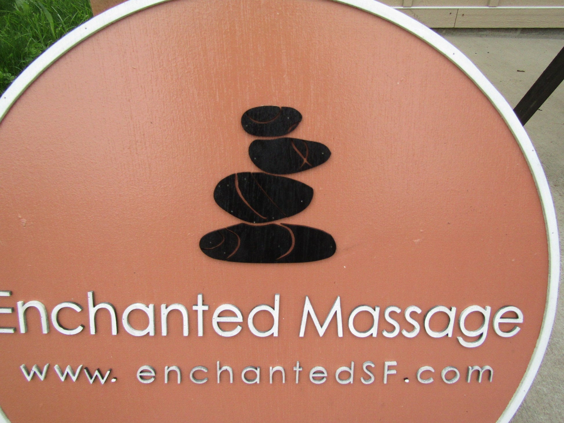 Enchanted Massage Custom Round Business Commerical Signage Made to Order Store Front Small Shop Logo Circle Wooden Handmade Informational