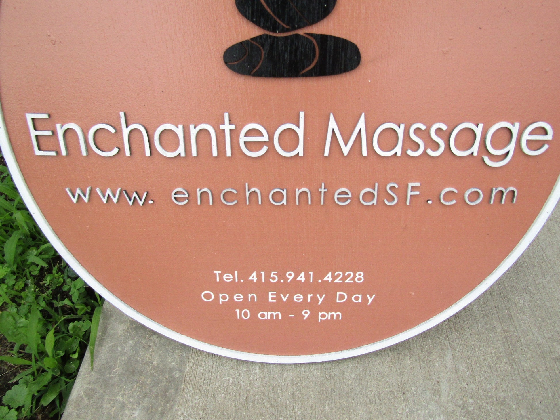 Enchanted Massage Custom Round Business Commerical Signage Made to Order Store Front Small Shop Logo Circle Wooden Handmade Informational