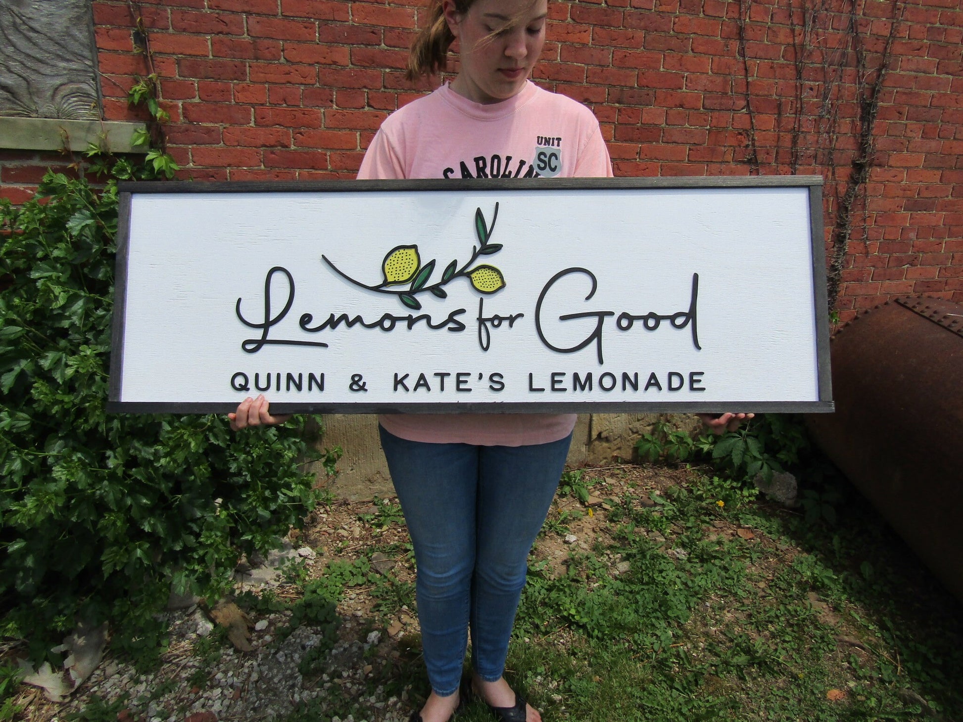 Lemons Lemonade Personalized Small Business Fruit Stand Custom Large Wooden Handmade Sign Commerical Signage Small Shop Store Front Sign