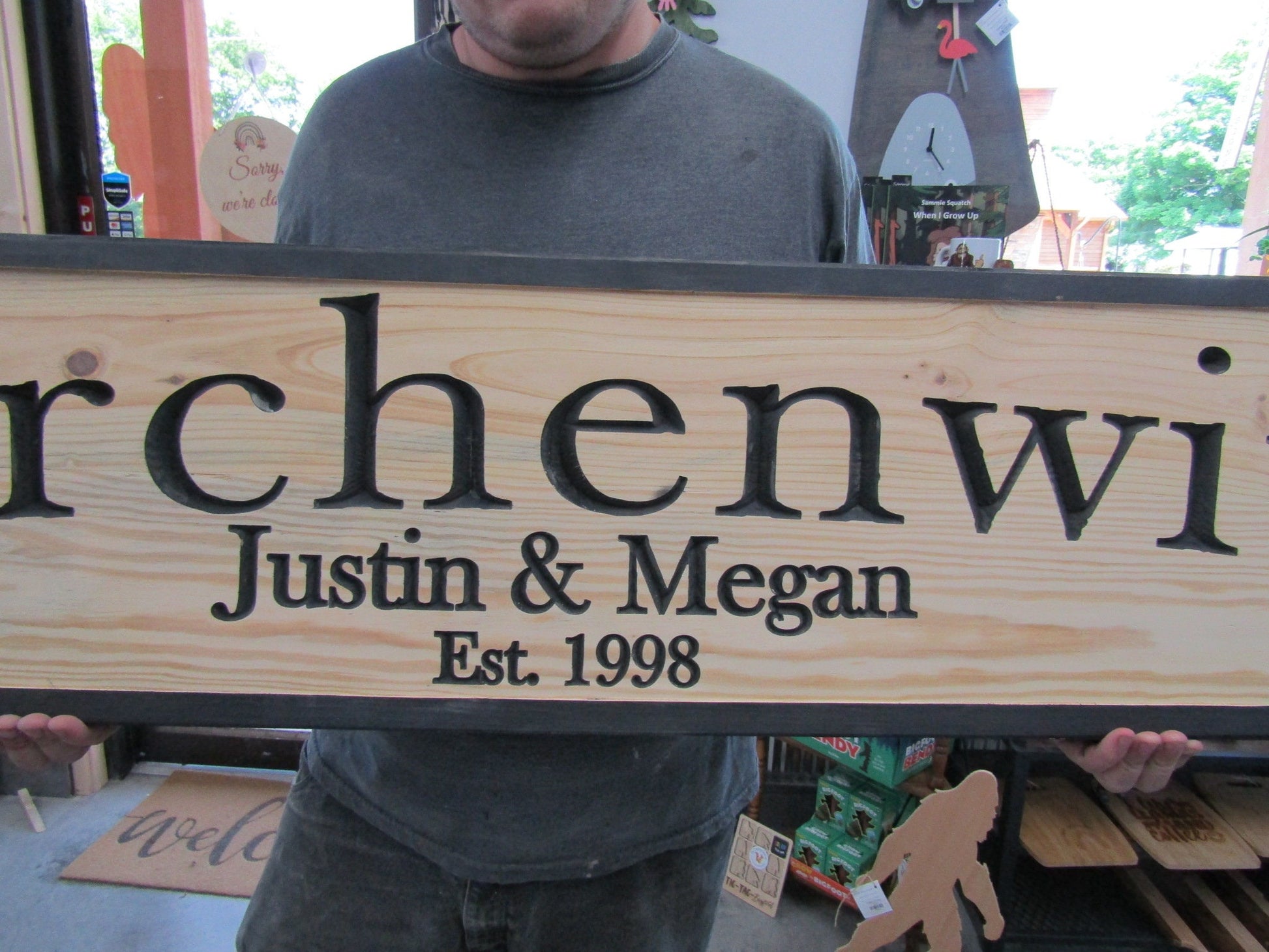Personalized Last name Wedding Gift Established Year Couple Married Engagement New Home Custom Name Date Wooden Routed Engraved Etched Sign