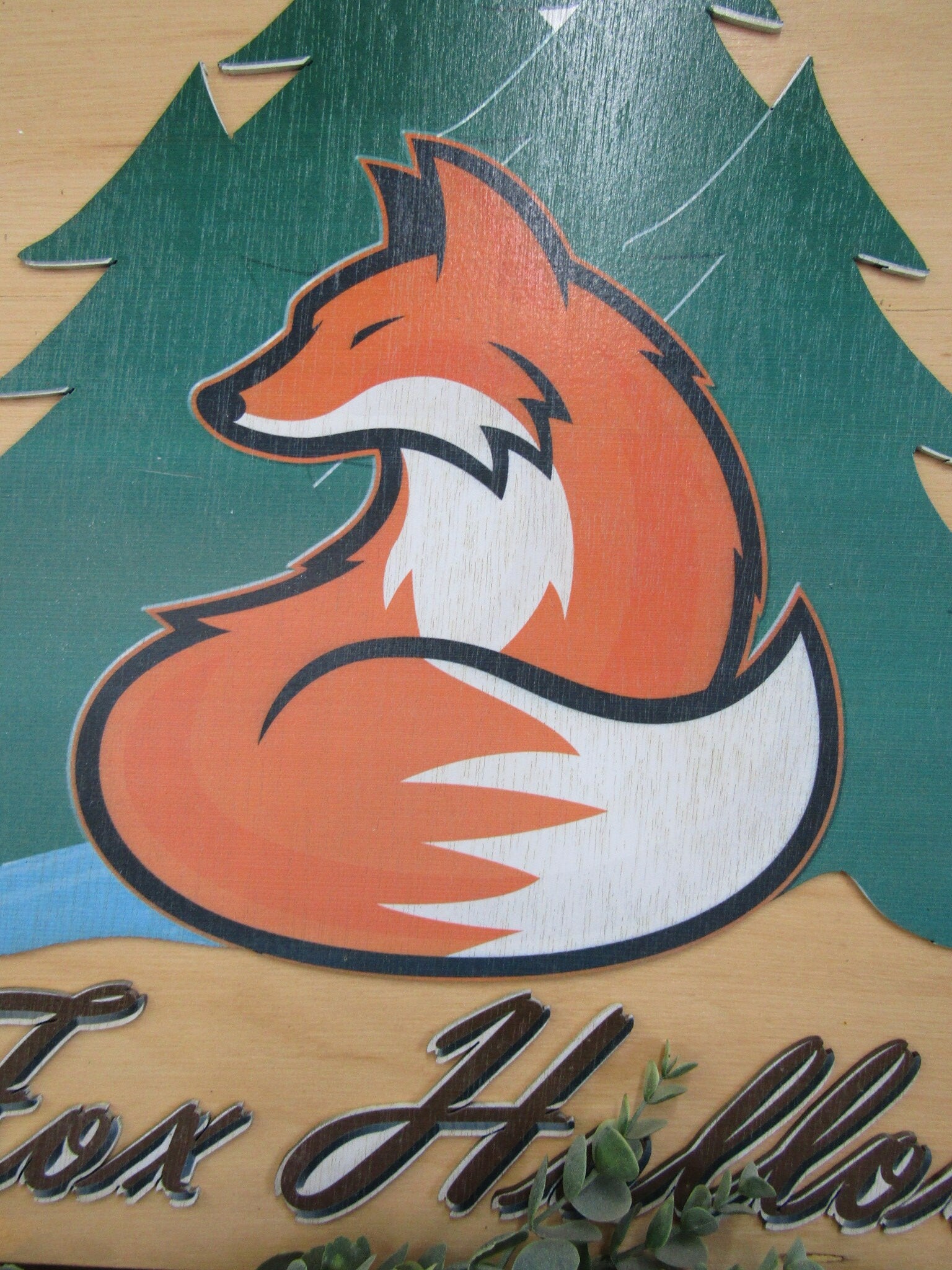 Square Custom Commerical Signage Fox Hollow Wooden Sign Forest Theme Uv Printed Image Your Logo Handmade Sign Raised Images In Color Camping