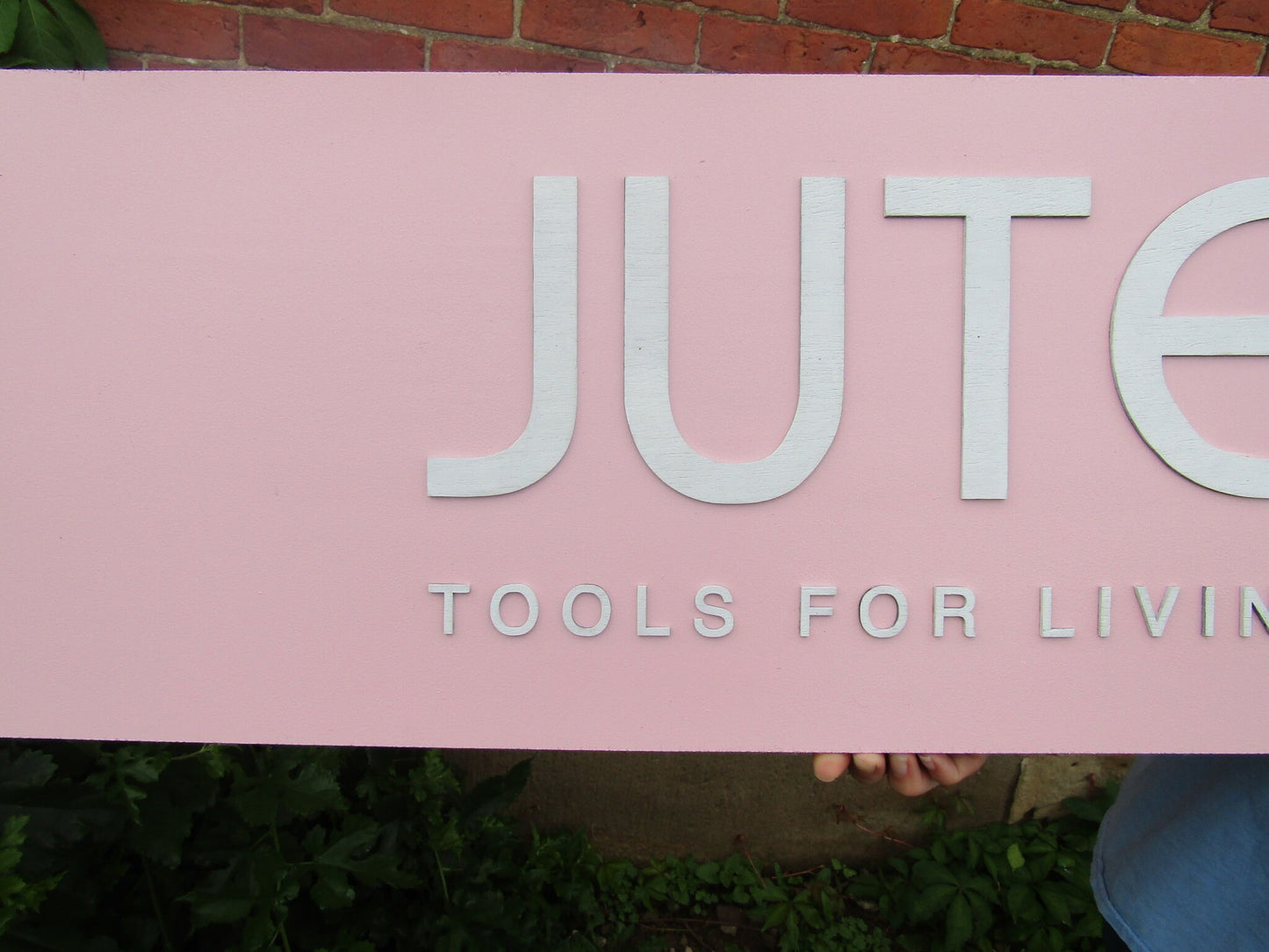 Custom Pink Rectangle Commerical Sign JUTE Tools for Living Health Wellness Therapy Office Signage Made to Order Your Logo Wooden Sign