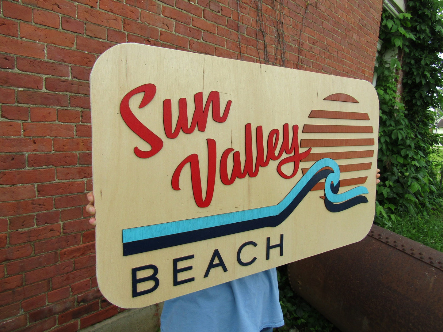 Custom Replica Water Park Sign Vintage Sunshine Sun Beach Theme Park Wood Signage Commerical Signage Handmade Made to Order Waves Surf Pool