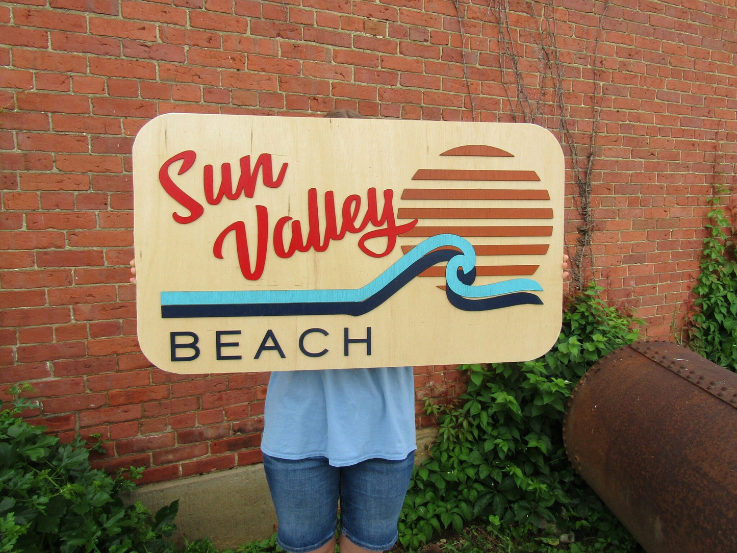 Custom Replica Water Park Sign Vintage Sunshine Sun Beach Theme Park Wood Signage Commerical Signage Handmade Made to Order Waves Surf Pool