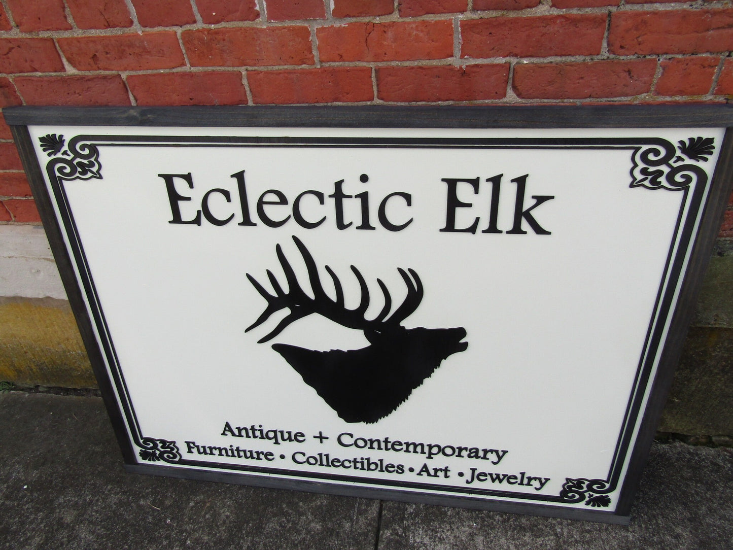 Antiques Collectibles Contemporary Eclectic Wooden Sign Store Front Commerical Signage Raised 3D Letters Elk Logo Your Image Design Custom