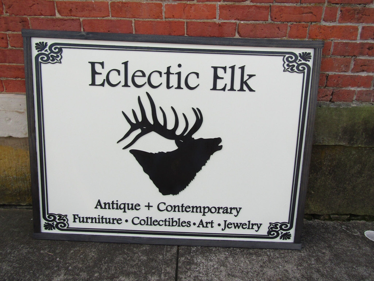 Antiques Collectibles Contemporary Eclectic Wooden Sign Store Front Commerical Signage Raised 3D Letters Elk Logo Your Image Design Custom