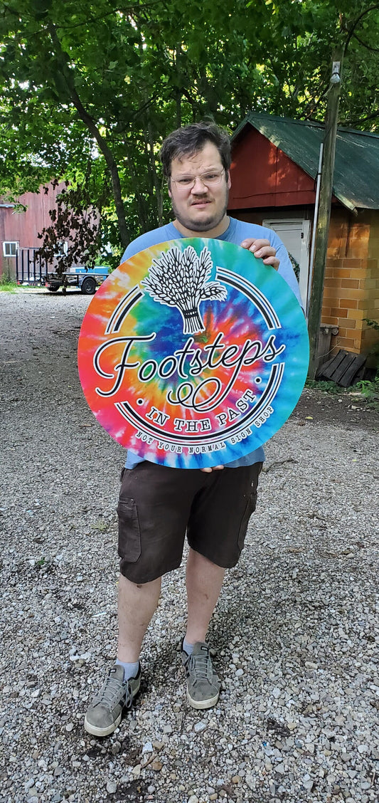 Personalized Waterproof Sign Colorful Tie Dye Smooth Round Circle Outdoor Ready for your Business Logo Great for hanging or wall mounted