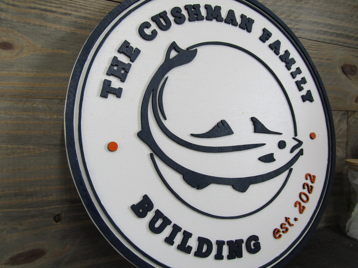 Custom Family Building Sign Personalized Customizable Fish Fisher Bait and Tackle Outdoorsman Signage Round Boating Dock Wooden Handmade