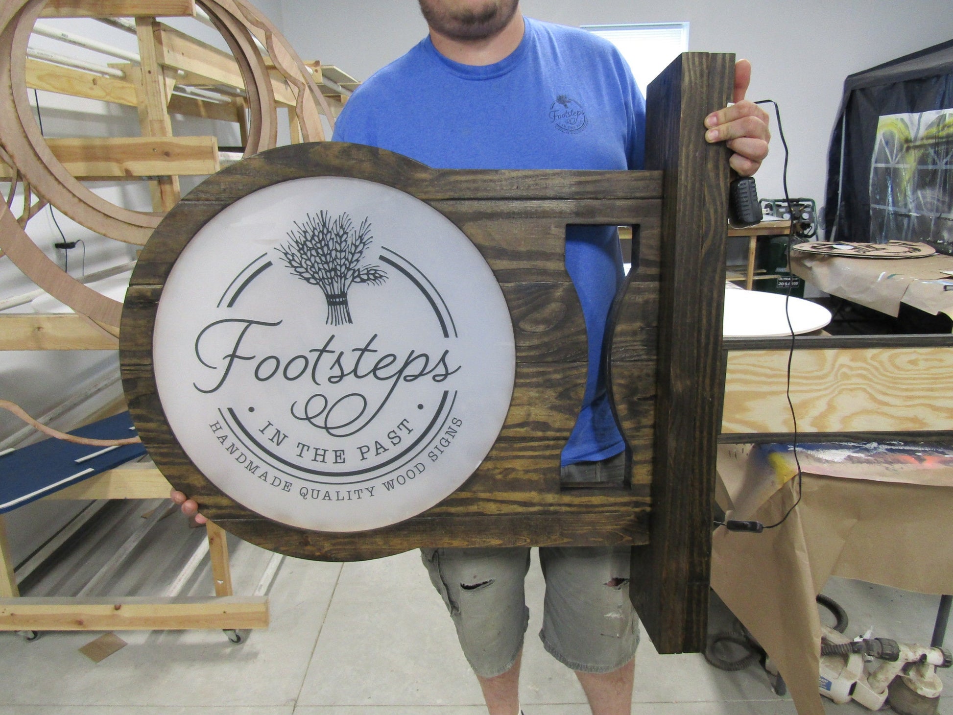 Custom Blade light signs made to order from wood can use any business logo neon style with led backlit mount to wall