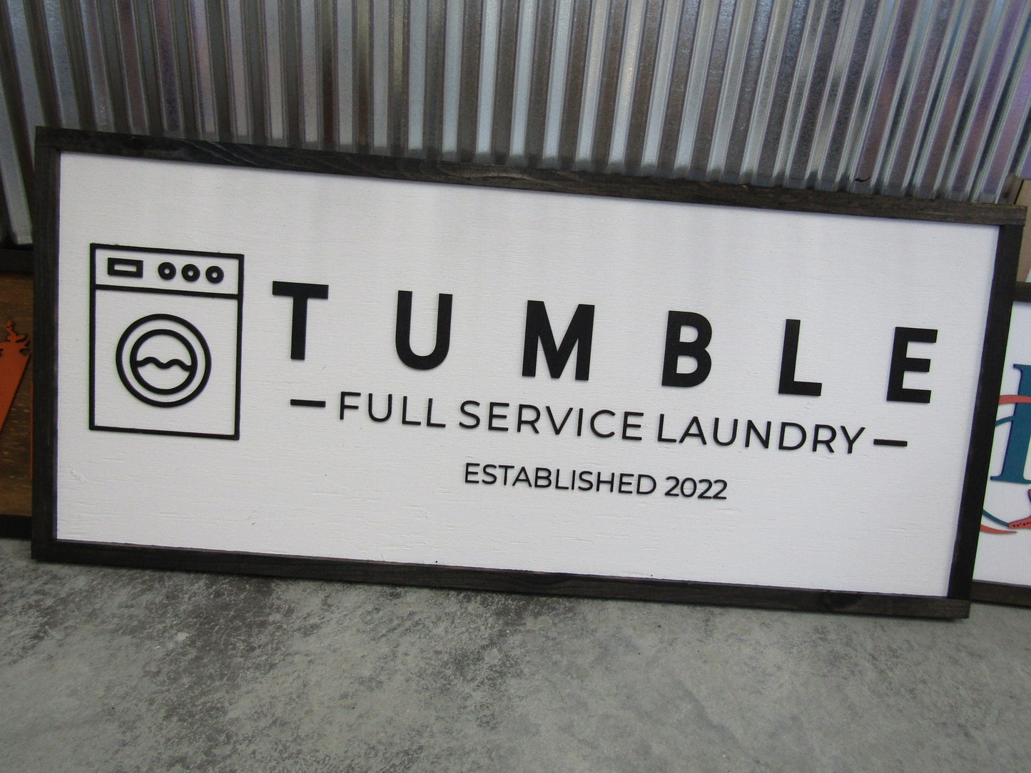 Laundromat Laundry Wash And Dry Full Service Commerical Signage Business Professional Wooden Raised Letters Oversized Sign Handmade Custom