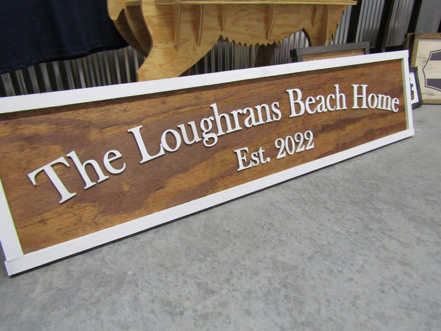 Beach Home New House Gift Vacation Spot Personalized Custom Name Established Date Wooden Handmade Sign Decor BNB Cabin Raised Letters Family