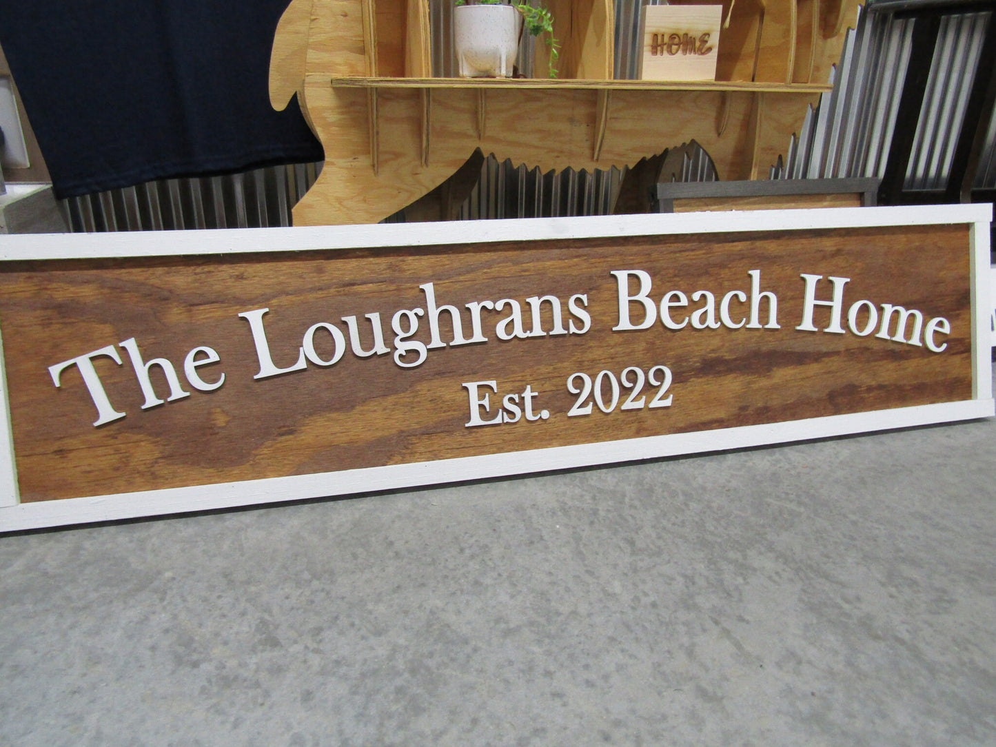Beach Home New House Gift Vacation Spot Personalized Custom Name Established Date Wooden Handmade Sign Decor BNB Cabin Raised Letters Family