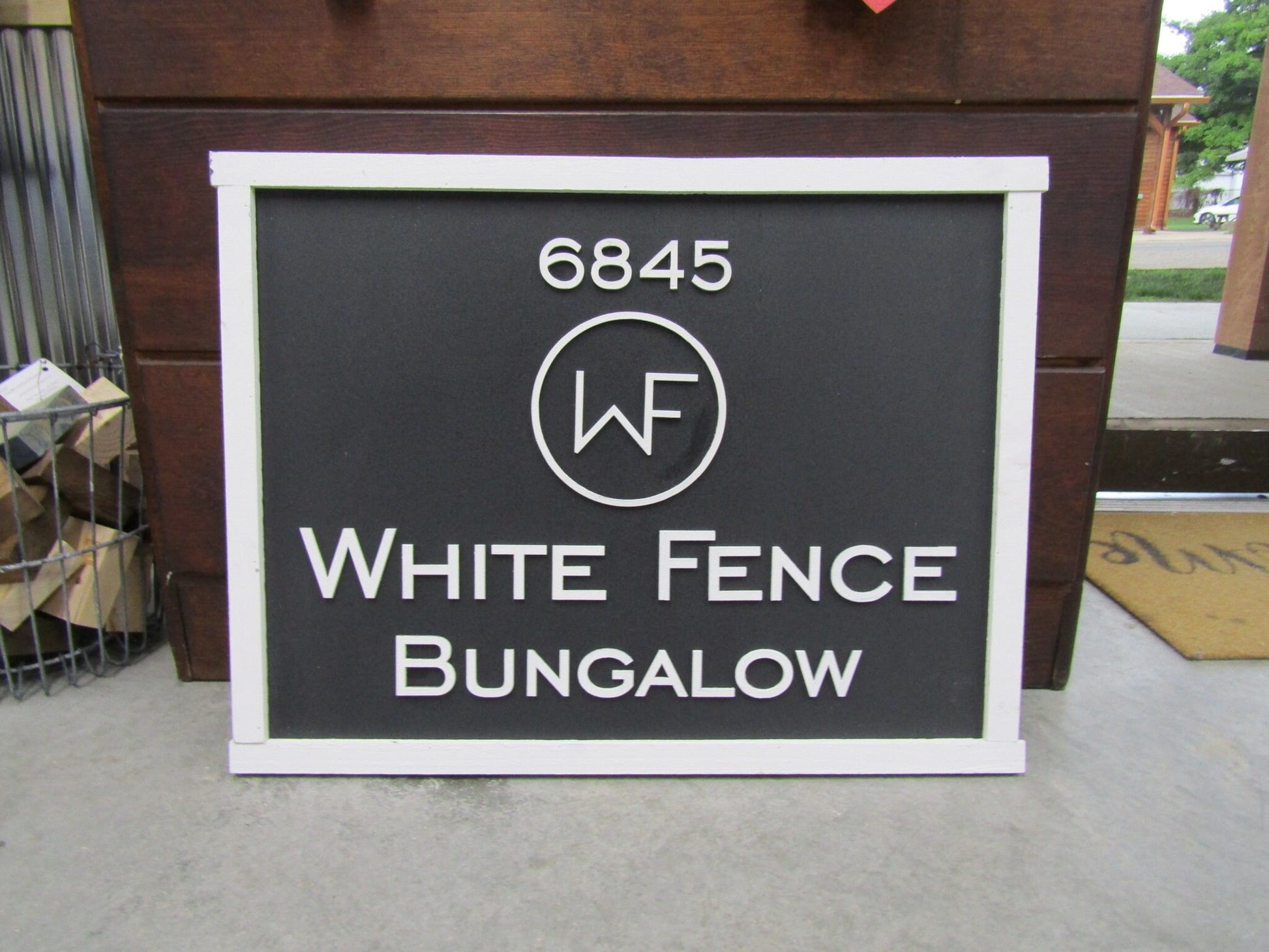 Custom Wood Sign Business Signage Bungalow Black and White Rectangle 3D Large Custom Signage Indoor Outdoor Small Business Logo Laser Cut