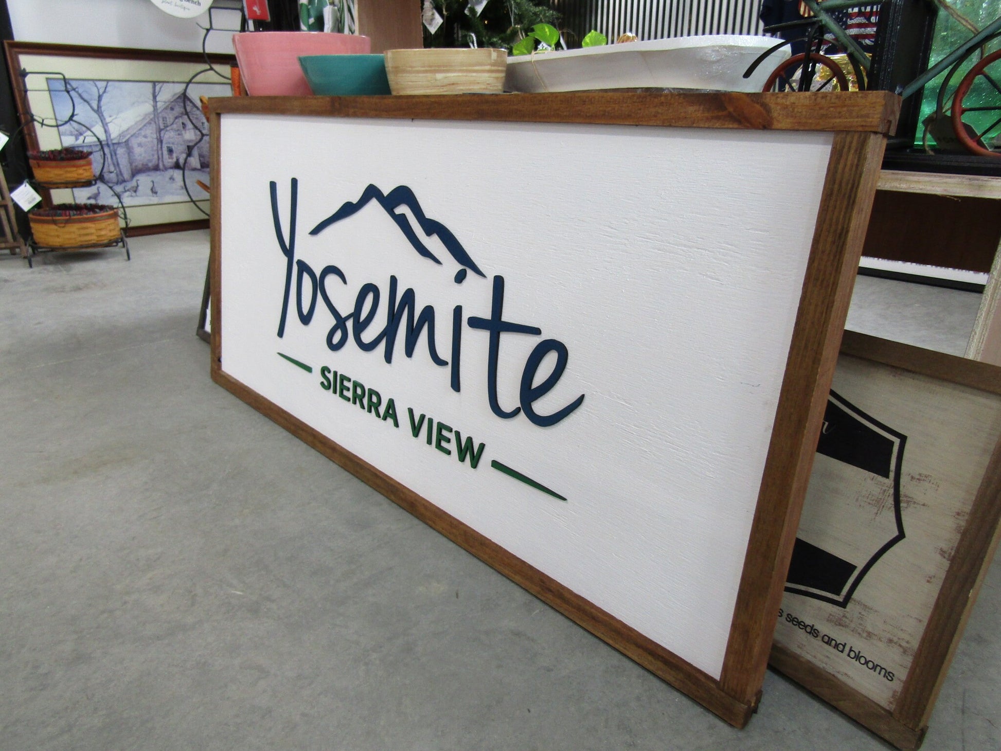 Large Custom Wood Business Sign Mountain Range Yosemite Country Club Signage Framed Raised Letters 3D Your Logo Personalized Made to Order