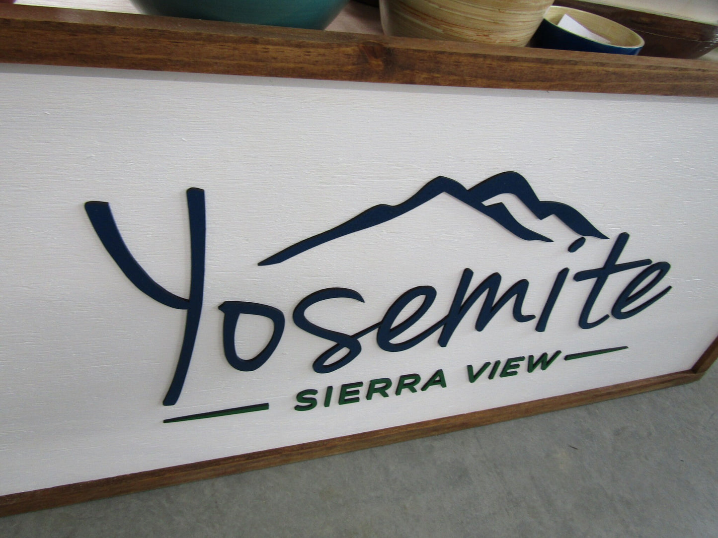 Large Custom Wood Business Sign Mountain Range Yosemite Country Club Signage Framed Raised Letters 3D Your Logo Personalized Made to Order