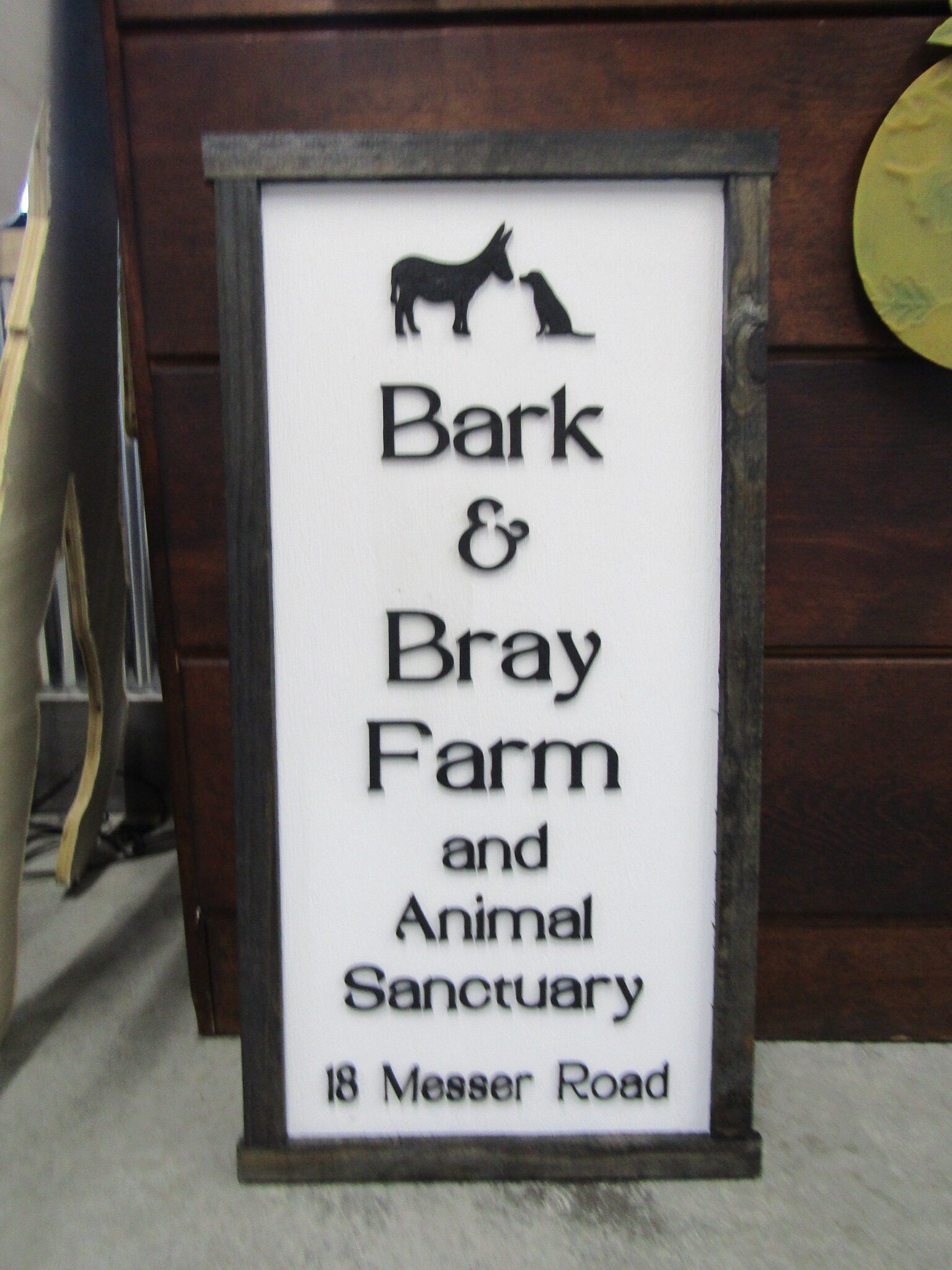 Custom Wood Sign Farm sign Commerical Signage Bark Bray Animal Sanctuary Wooden Handmade Laser Cut Personalized Decor Horse Livestock