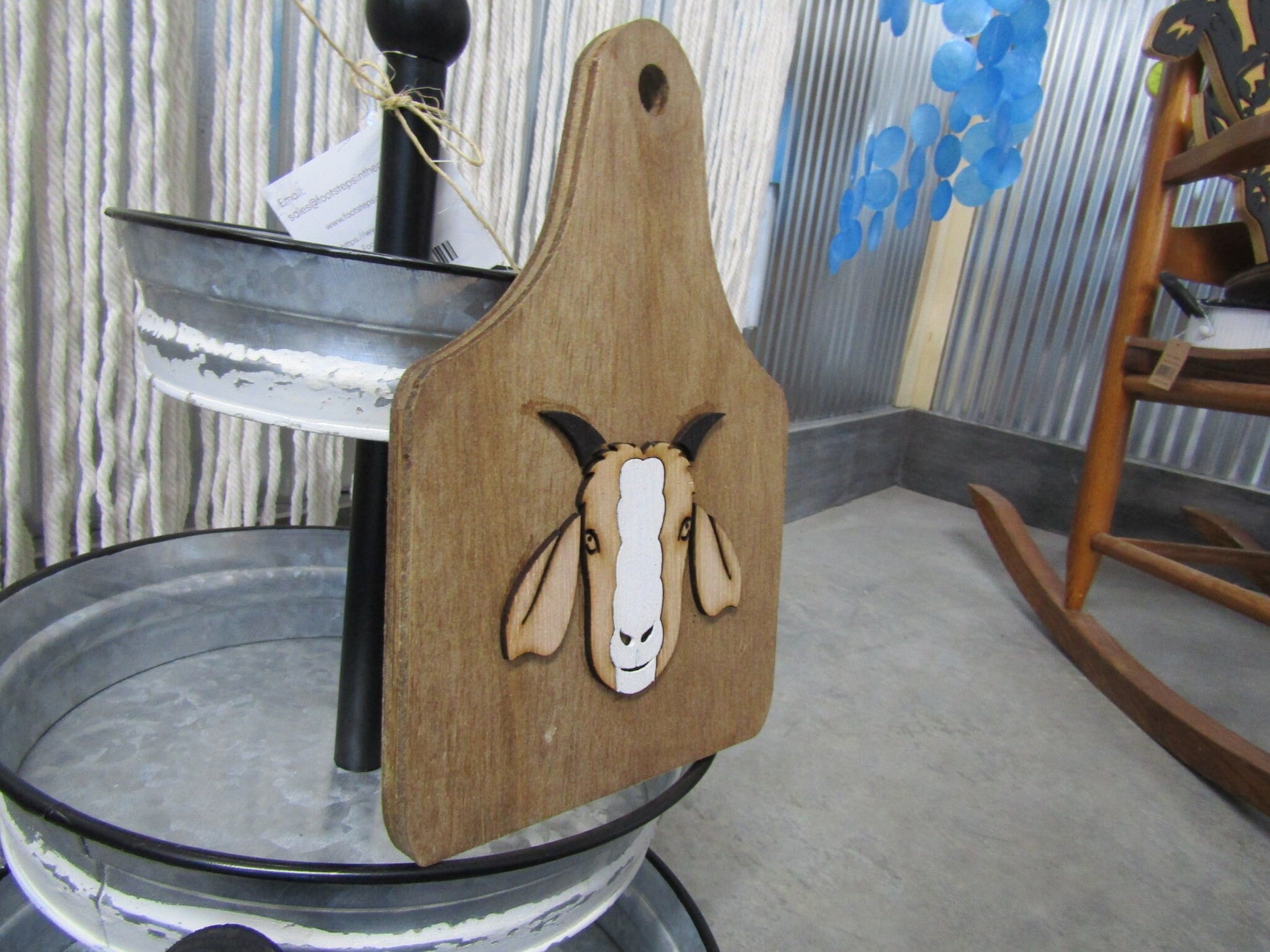 Farm Animal Goat Wooden Ear Tag Teir Tray Decor Farmhouse Decor Blank Natural Wood Small Rustic Country Style Decoration Livestock Kitchen