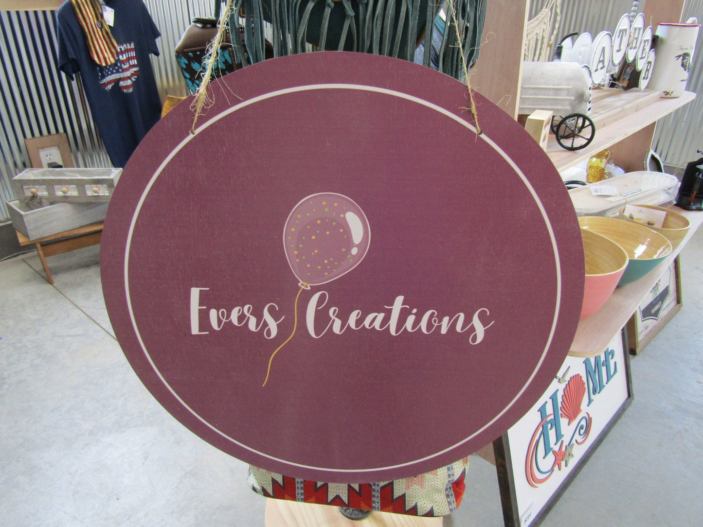 Custom Color Printed Wooden Door Hanging Sign Booth Vendor Sign Balloon Company Party Creations Your Logo Pink Personalized Small Business