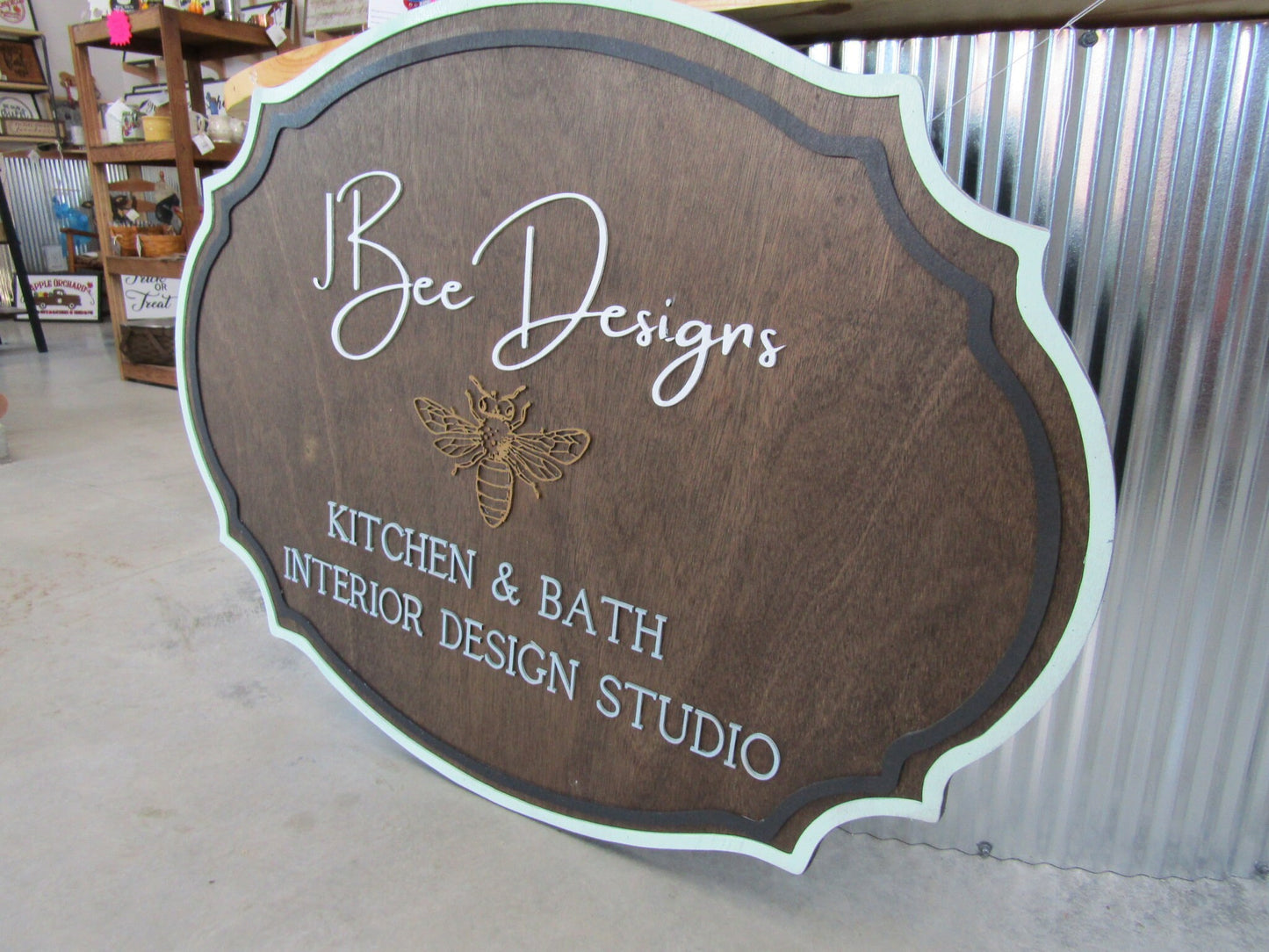 Custom Interior Design Wood Sign Commerical Signage Kitchen and Bath Business Outdoor Entrance Sign Personalized Large Handmade Logo Oval