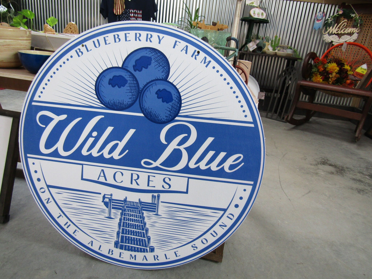 Small Business Sign Logo Blueberry Farm UPICK Acres Commerical signage Business UV Wooden Sign Detailed Sign Fruit Orchard Market