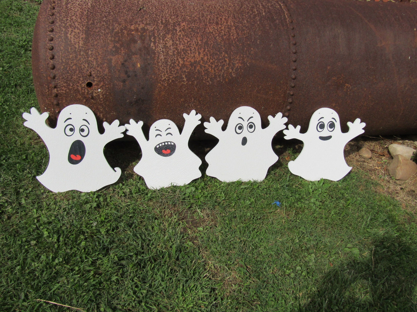 PVC All Weather Ghost Yard Decor Halloween Decoration Weather Proof Gastly Ghosts Set Of 4 Thick Fall Autumn Trick or Treat Spooky Fun