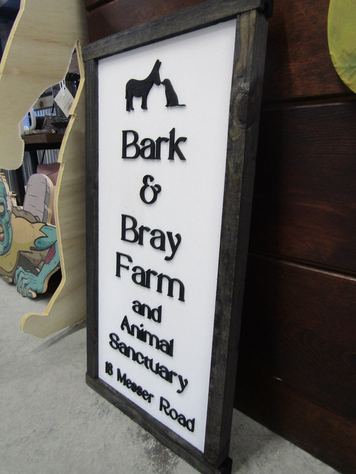 Custom Wood Sign Farm sign Commerical Signage Bark Bray Animal Sanctuary Wooden Handmade Laser Cut Personalized Decor Horse Livestock