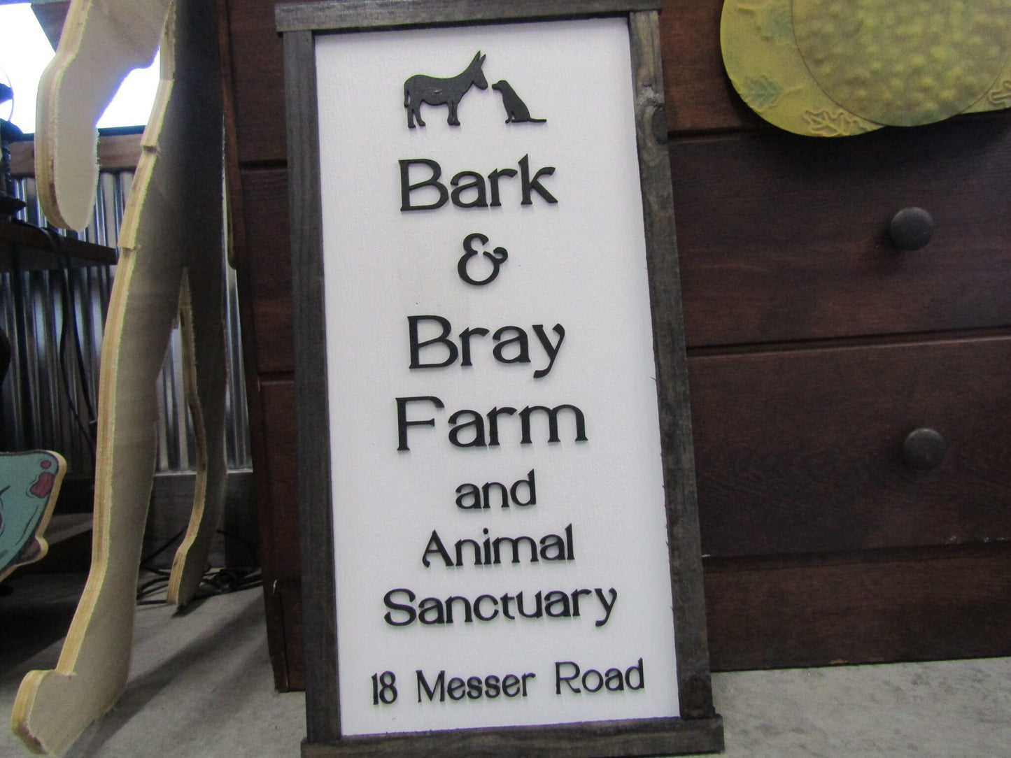 Custom Wood Sign Farm sign Commerical Signage Bark Bray Animal Sanctuary Wooden Handmade Laser Cut Personalized Decor Horse Livestock