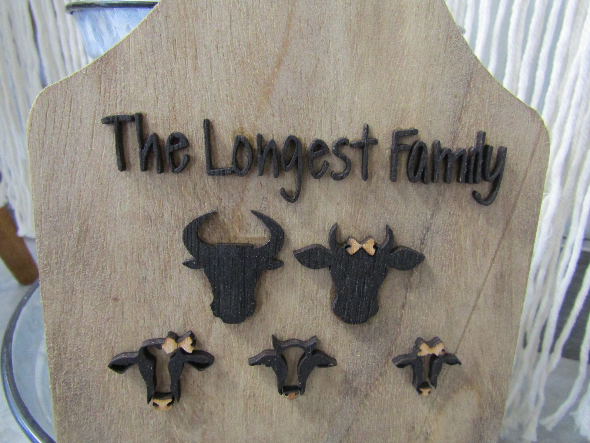 Custom Cute Family Cow Teir Tray Decor Ear Tag Farm Animals Kitchen Decor Personalized Gift Christmas Gift Mom Dad Wooden Cut outs Trinket