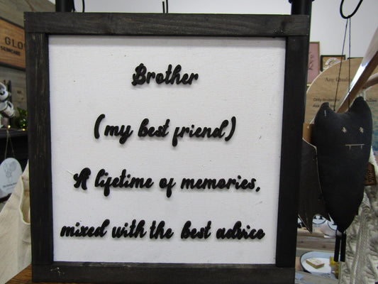 Brother Gift Sibling My Best Friend Memories Special Family 3D raised text Wooden Handmade Decor Wall Hanging Plaque Christmas Birthday
