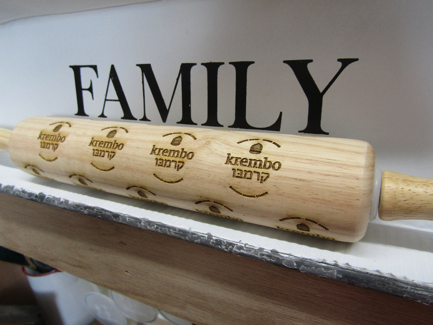 Baker Logo Kosher Baked Goods Custom Your Actual Logo Rolling Pin Embossed Engraved Wooden Rolling Pin Cookie Stamp Laser Pottery Texture